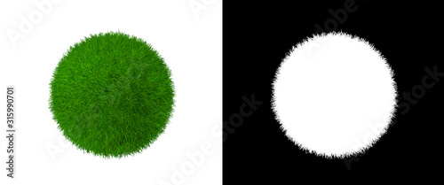 Grass Ball Isolated Element Design - Grassy Clew Texture with Alpha Channel - Herbaceous Sphere 3d Rendering Icon Banner  photo