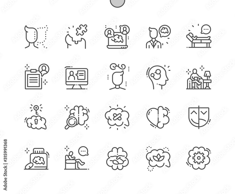 Psychologist Well-crafted Pixel Perfect Vector Thin Line Icons 30 2x Grid for Web Graphics and Apps. Simple Minimal Pictogram
