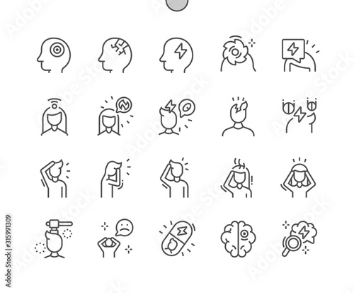 Headache Well-crafted Pixel Perfect Vector Thin Line Icons 30 2x Grid for Web Graphics and Apps. Simple Minimal Pictogram