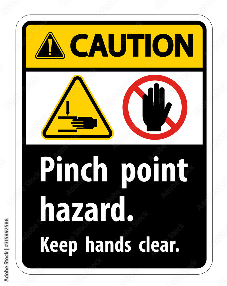 Caution Pinch Point Hazard,Keep Hands Clear Symbol Sign Isolate on