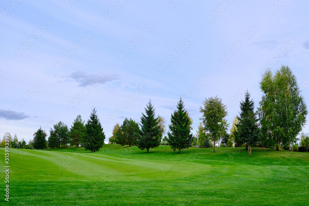 View of Golf Course with beautiful putting green. Golf course with a rich green turf beautiful scenery. View of Golf Course with beautiful putting green. Golf course with a rich green turf beautiful scenery.