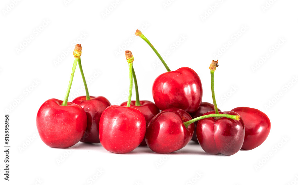 red cherries on a white background red cherries on a white background