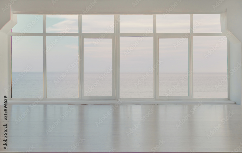 Fototapeta premium White window with sea view