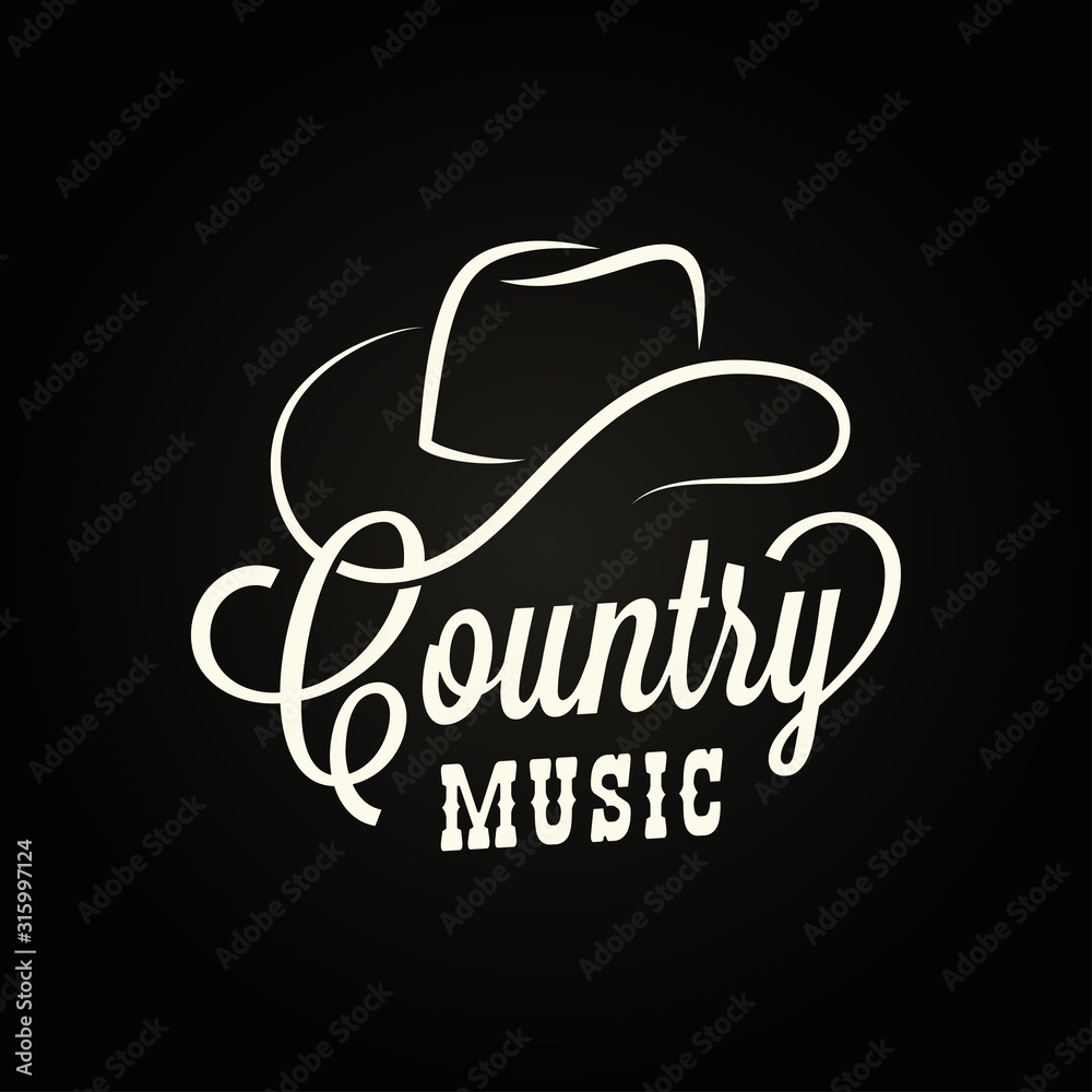 © Pushkarevskyy - Country music sign. Cowboy hat with country music © Pushkarevskyy - Country music sign. Cowboy hat with country music