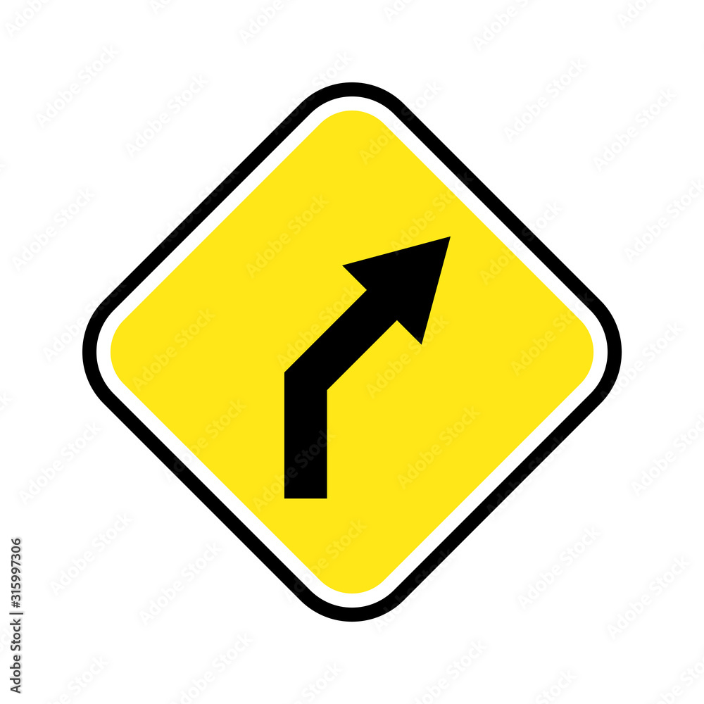 Road sign icon vector in yellow on white background Road sign icon vector in yellow on white background