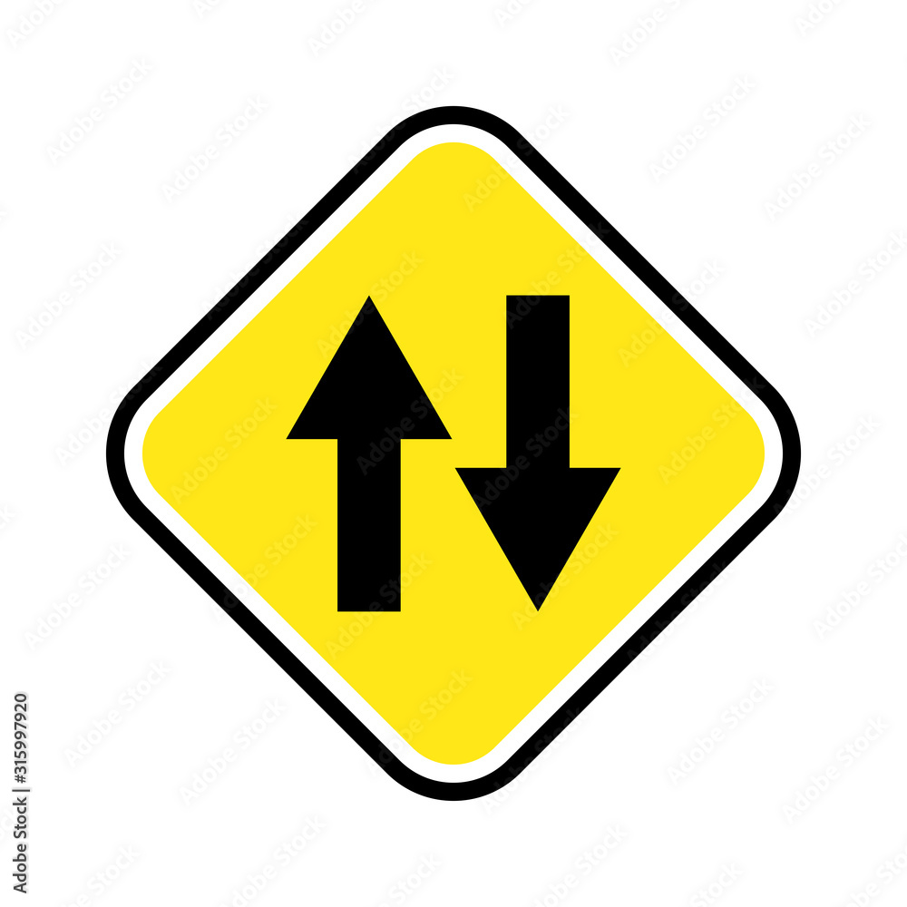 Road sign icon vector in yellow on white background Road sign icon vector in yellow on white background