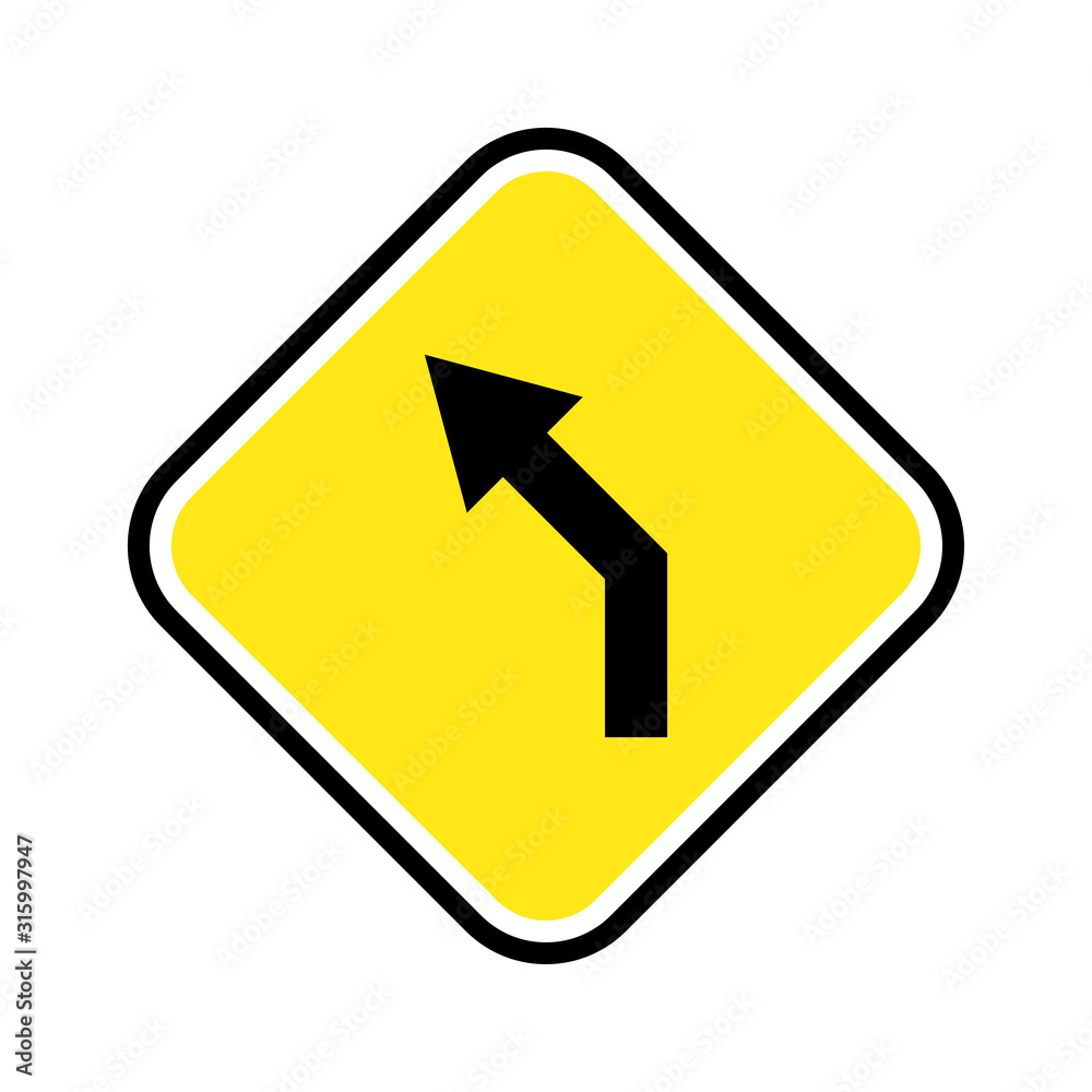 Road sign icon vector in yellow on white background Road sign icon vector in yellow on white background