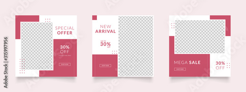 modern social media post template with pink color suitable for valentines sale marketing promo. promotional web banner vector frame.