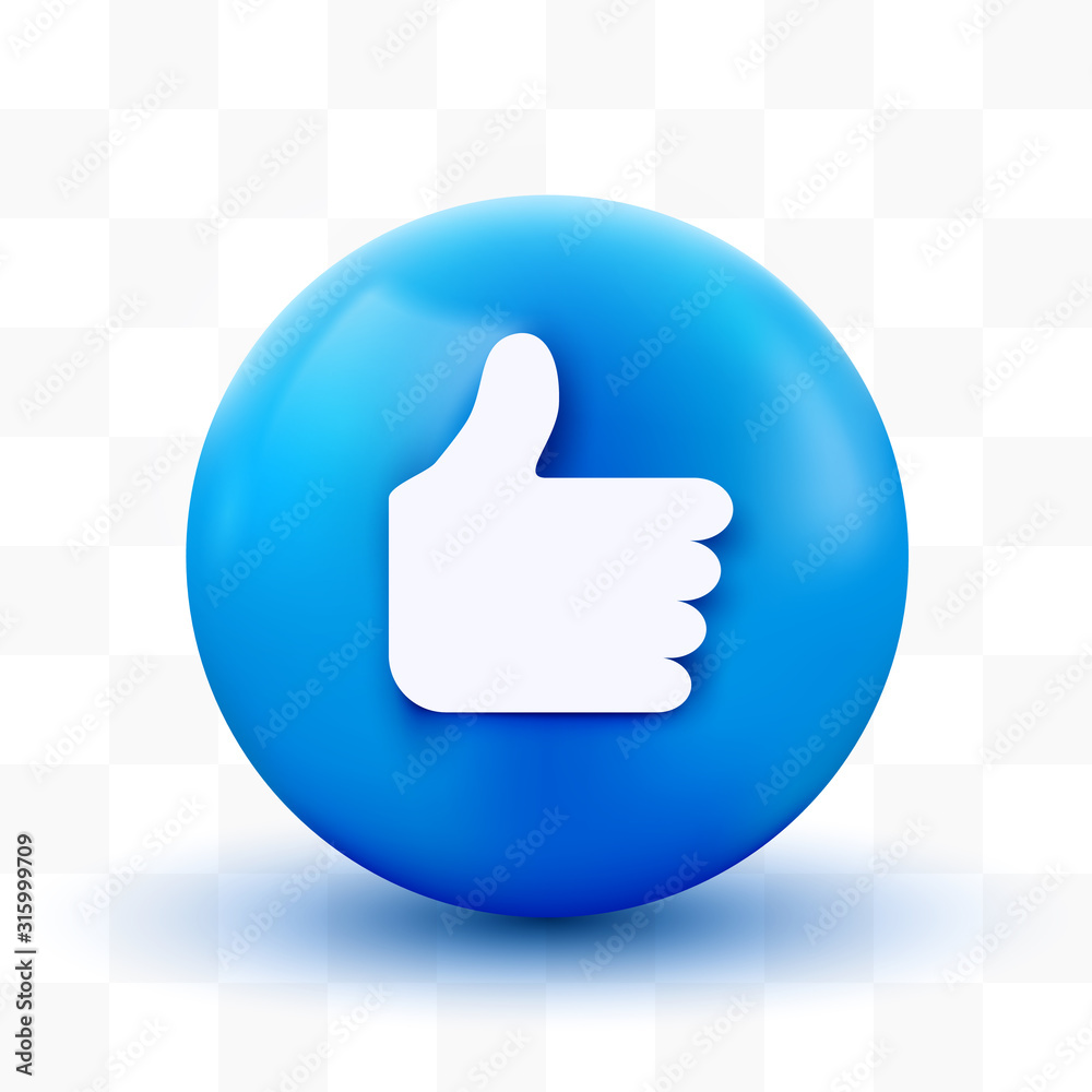 3D thumb up ball sign Emoticon Icon Design for Social Network. Modern like Emoji. 3D thumb up ball sign Emoticon Icon Design for Social Network. Modern like Emoji.