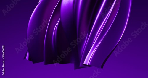 Beautiful luxury smooth backdrop with fabric drapery and waves, VJ (endless, loop), 4k. 3d illustration, 3d rendering.