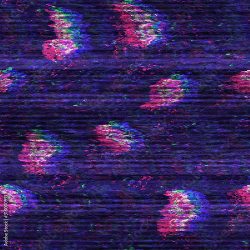 Floral techno glitch surreal flower noisy saturated fantasy future chaos digital effect graphical motif design. Seamless repeat vector eps 10 pattern swatch.