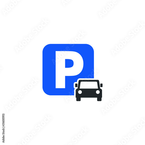Blue Parking sign icon template color editable. Car parking sign symbol vector sign isolated on white background illustration for graphic and web design.