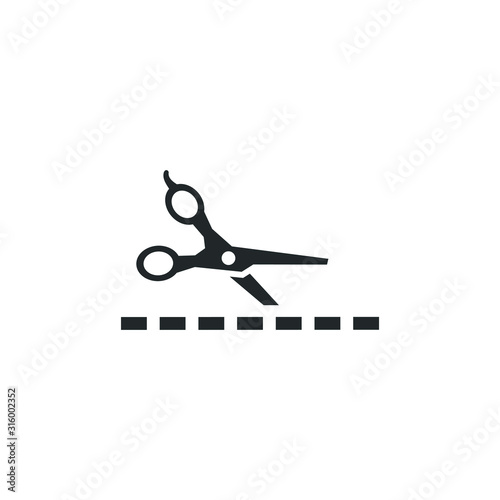 Scissors cut line icon template color editable. Scissors cut line symbol vector sign isolated on white background illustration for graphic and web design.