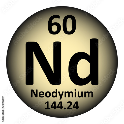 Periodic table element neodymium icon.