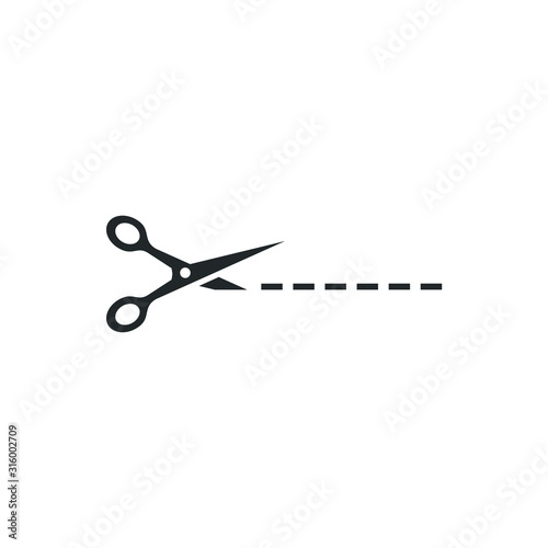 Scissors cut line icon template color editable. Scissors cut line symbol vector sign isolated on white background illustration for graphic and web design.