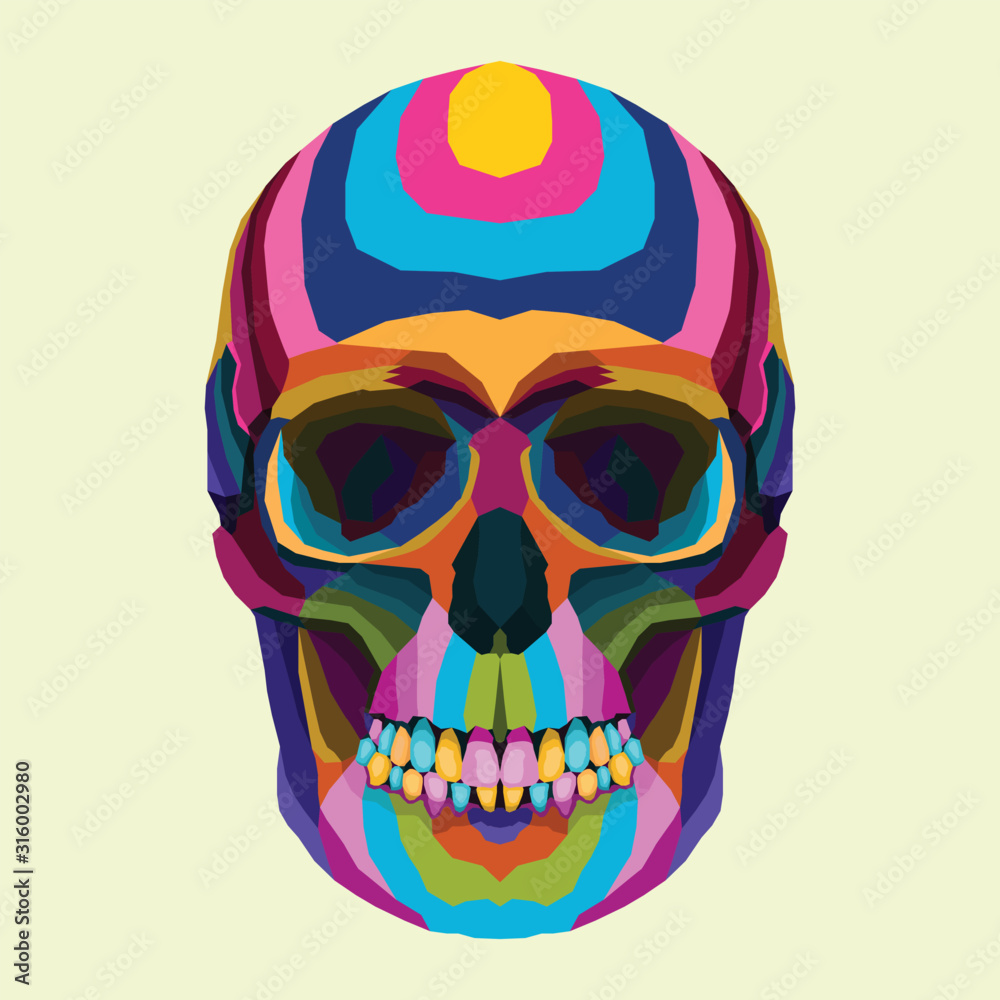 colorful skull art coloring book pop art portrait vector illustration  vector de Stock | Adobe Stock