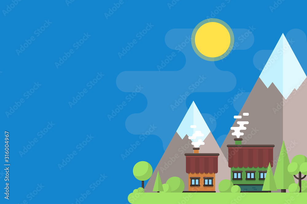 Illustrations of the night resort city. City landscapes in flat design Illustrations of the night resort city. City landscapes in flat design