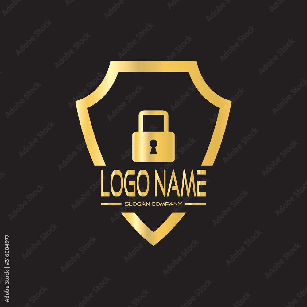 Naklejka premium Shield Padlock Icon Vector Logo Template Illustration Design.