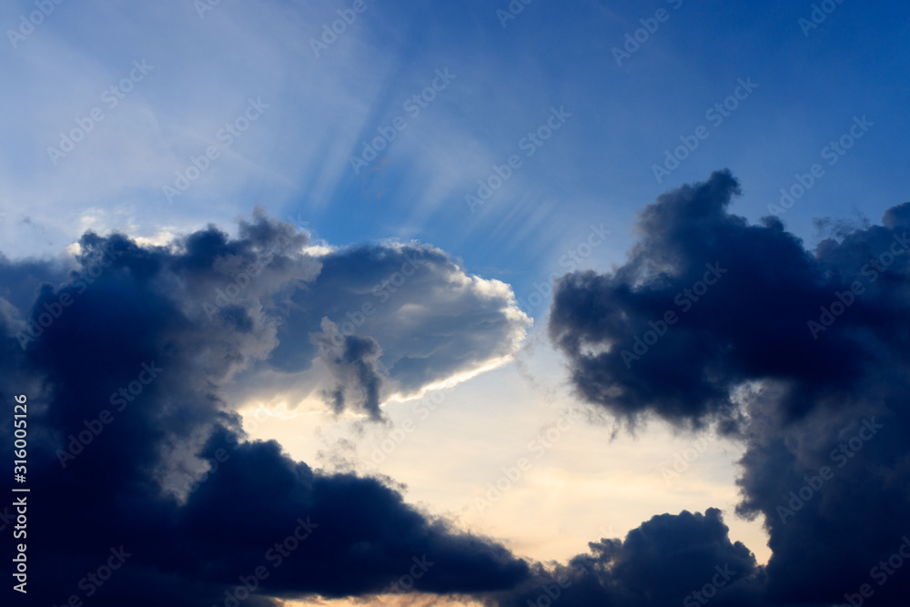 blue sky with clouds in the form of animals