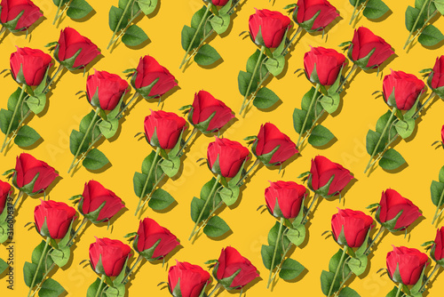 roses pattern in yellow background