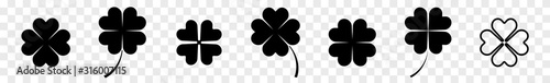 Shamrock Icon Black | Shamrocks | Four Leaf Clover | Irish Symbol | St. Patrick's Day Logo | Luck Sign | Isolated | Variations