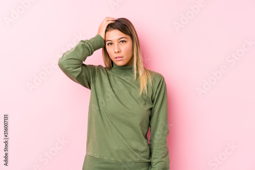 Young caucasian woman posing isolated  being shocked, she has remembered important meeting. © Asier