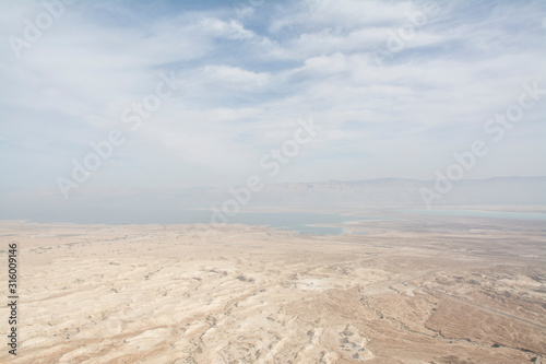 Sand of Masada desert and the dead sea of ​​Israel