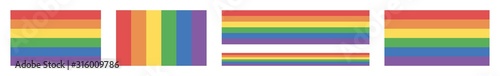 Rainbow Flag Icon Colors | Gay Pride Movement Symbol | Tolerance Flags | Lesbian Bisexual Transgender Love Banner | Community Sign | Isolated | Variations