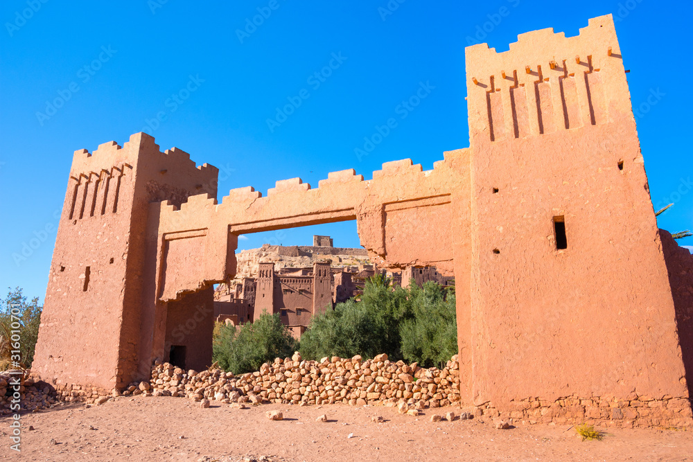 Kasbah Ait Ben Haddou in the Atlas Mountains of Morocco. UNESCO World Heritage Site since 1987. Several films have been shot there.