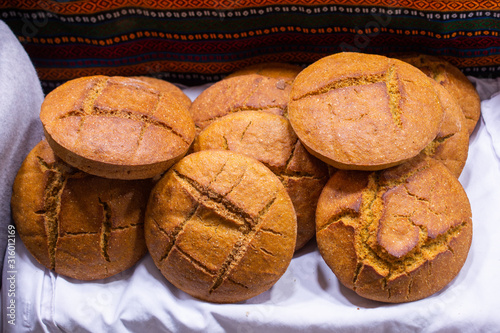 Corn bread freshly made of corn flour photo