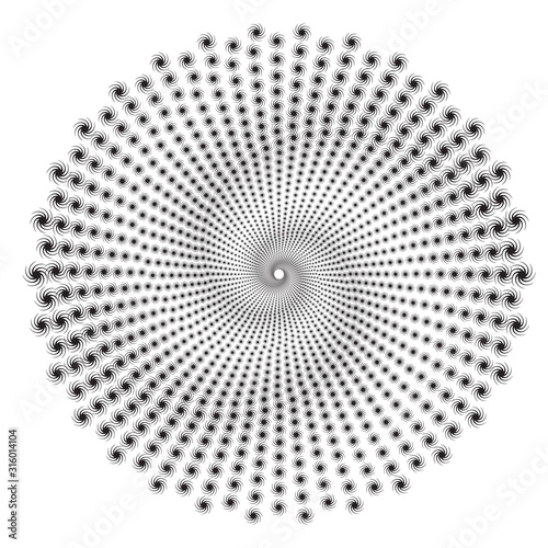 Dotted Halftone Vector Spiral Pattern or Texture with Spirals
