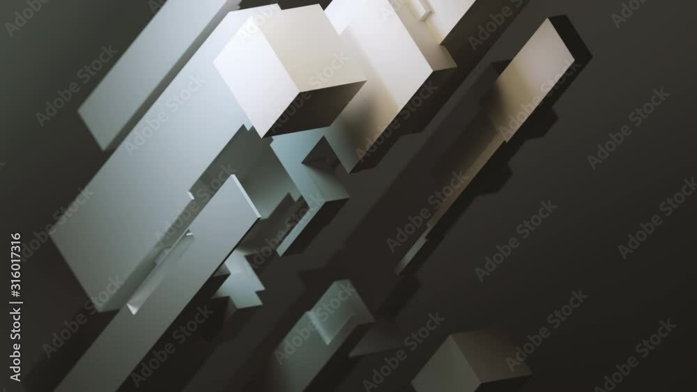 Cg animation of geometry combination and subtraction forming an abstract, detailed shape variations.
