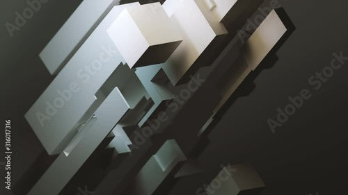 Cg animation of geometry combination and subtraction forming an abstract, detailed shape variations.