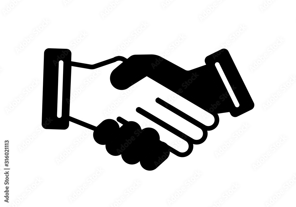 Obraz premium Business agreement handshake line art icon for apps and websites. Vector illustration element.