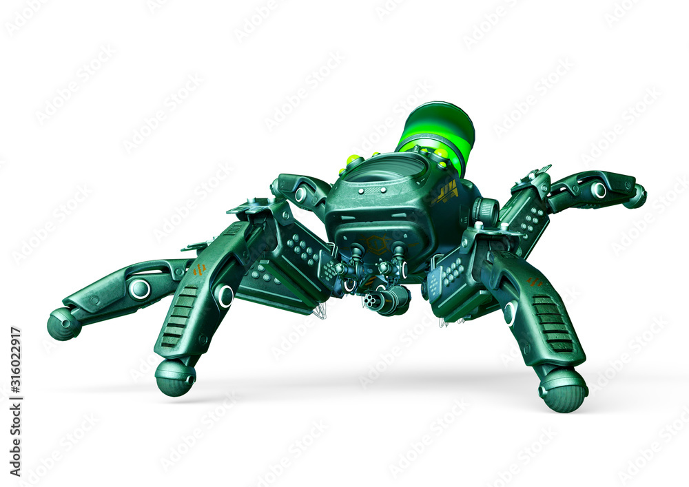 spider mech in white background walking spider mech in white background walking
