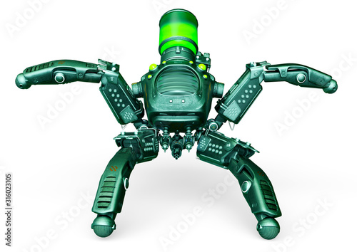 spider mech in white background ready to attack