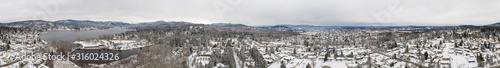 Bellingham Washington Snowy Winter Day 360 Panoramic Aerial Landscape View © CascadeCreatives