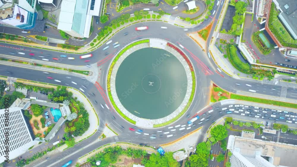 Rush hour around the Hotel Indonesia roundabout