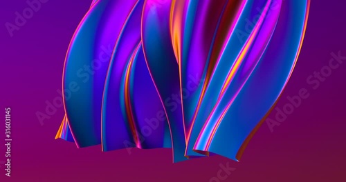 Beautiful luxury smooth backdrop with fabric drapery and waves, VJ (endless, loop), 4k. 3d illustration, 3d rendering.