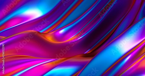 Beautiful luxury smooth backdrop with fabric drapery and waves, VJ (endless, loop), 4k. 3d illustration, 3d rendering.