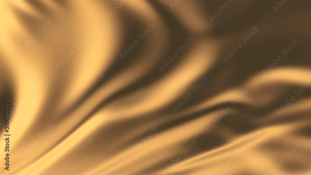 The gold shiny fabric moves sideways and shows a green screen. Beautiful animation of waves and fabric. Logo of the premiere or presentation.