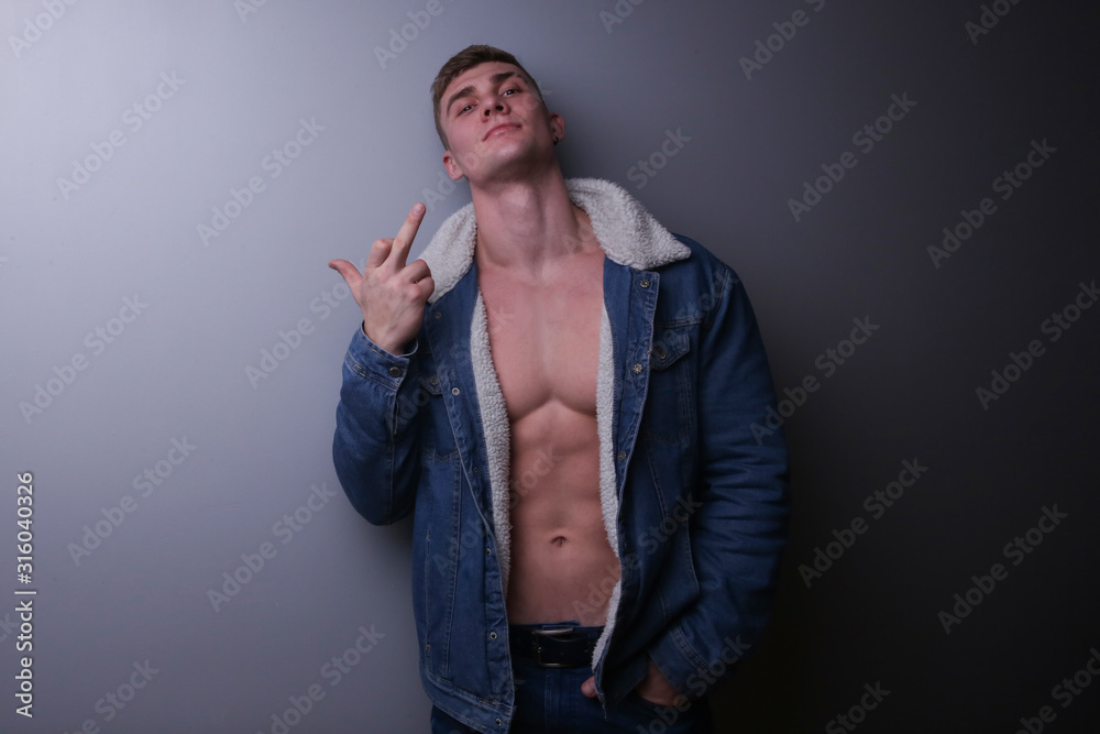 fuck, fuck you, fuck off, evil, sexy, sexually, man, chest, male, body,  emottion, emotions, model, health, healthy, body, manly, sexy man, gym, sexy  guy, abs, torso, chest, macho, symbol, sportsman Stock Photo