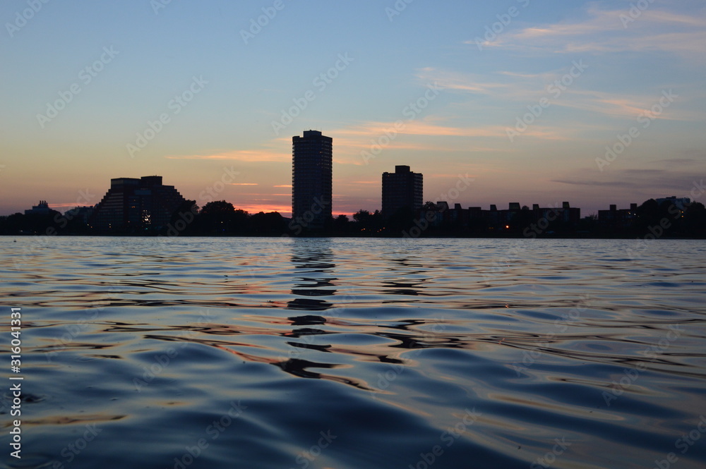 Sunset along Charles River in Boston