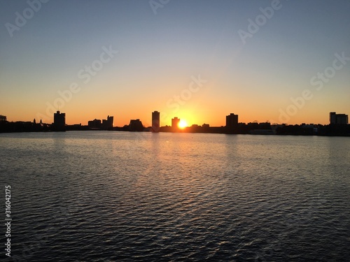Sunset in Boston from the esplanade