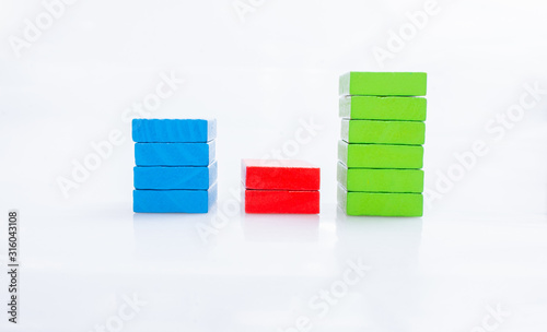 Colorful domino blocks on white background photo