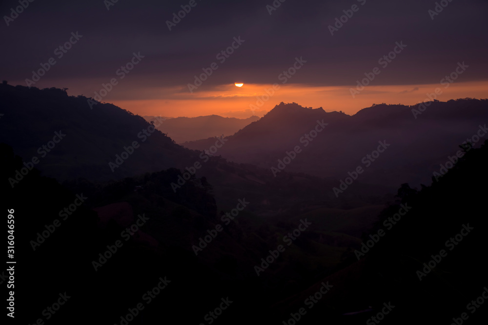 sunset in mountains