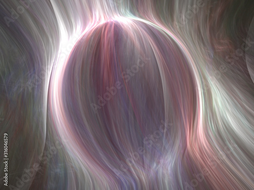 Abstract Spherical Shape 3D Illustration - Colorful patterns of light warped into the shape of a sphere. Brilliant glowing lights, soft pastel gradients
