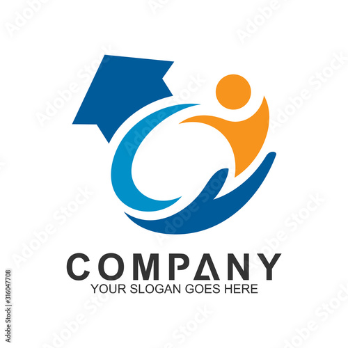 people care and education logo, science and knowledge, smart icon, creativity vector logo