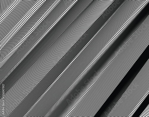 Wallpaper Mural Abstract 3d background with optical illusion wave. Black and white horizontal lines with wavy distortion effect for prints, web pages, template, posters, monochrome backgrounds and pattern  Torontodigital.ca