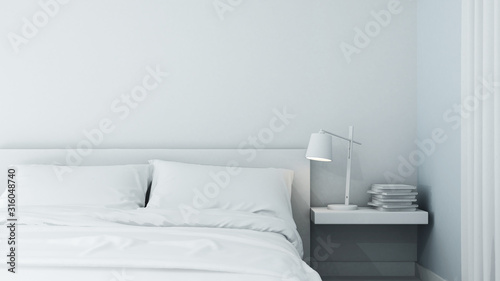 The interior bedroom space furniture 3d rendering and background decoration in hotel